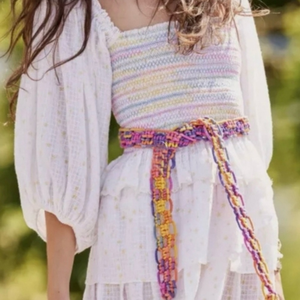 NWT LoveShackFancy Crochet Electra Belt Sunset Ombré